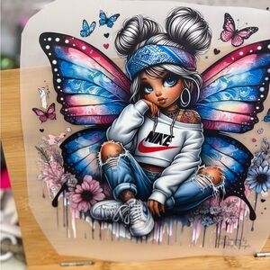 Nike Blue and Pink Butterfly shirt Print